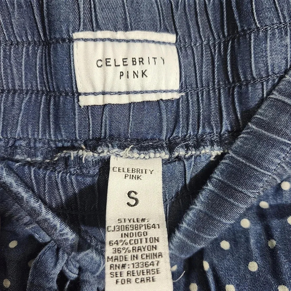Celebrity pink women's shorts size S blue and white polkadot elastic waist - Picture 6 of 6